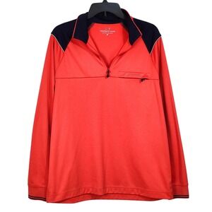 Vineyard Vines Quarter Zip Performance Pullover Mens Medium Coral Navy 1K0484